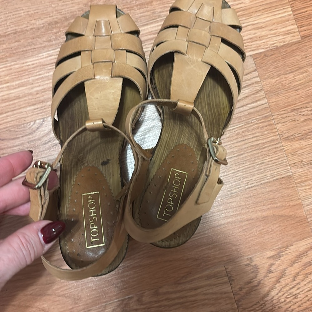 Topshop Tan Strappy Heeled woven Sandals - Picture 5 of 10
